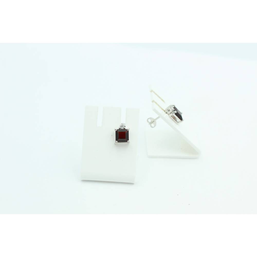 Edle 2,2 Carat Granat Ohrstecker 925 Silber mit Zirkonia Top blutroter Granat Bild 9