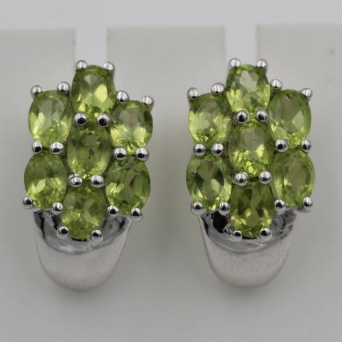 Edle 2,66 Carat Peridot Ohrstecker 925 Silber Olivin Schmuck Top Edel Edelstein