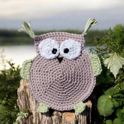 Lustiger Untersetzer Eule ,gehäkelte Handarbeit 