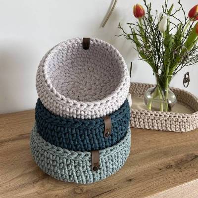 Häkelschale, Häkelkorb, handgemacht, Deko, aus Baumwollkordel