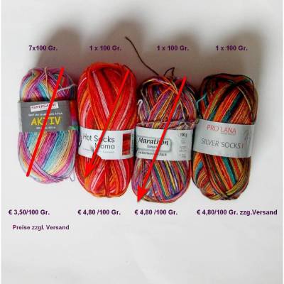 Sockenwolle 4-fädig – Buntes Sockengarn, Strumpfwolle 100g für Socken bis Größe 45, Restposten, Einzelknäule