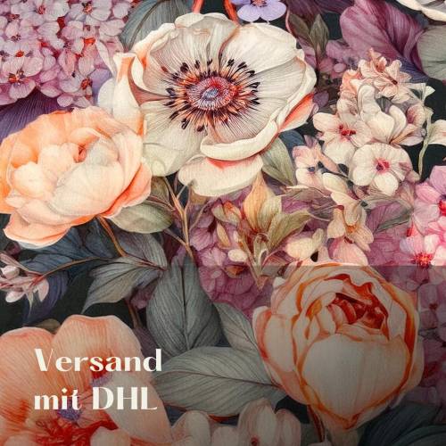 Baumwollsatin Meterware bedruckt, -Baumwolldruck Satinstoff,  Baumwollstoff Blumen Hortensien, Baumwolle floral APN12682