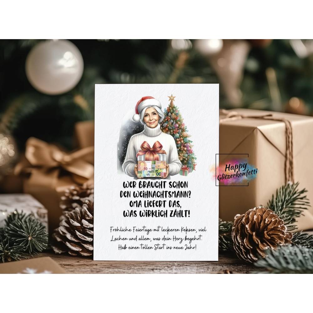 Witziges Teenager Geldgeschenk für Enkelkind zu Weihnachten, Weihnachtskarte, Last Minute Geld verschenken verpacken Bild 2