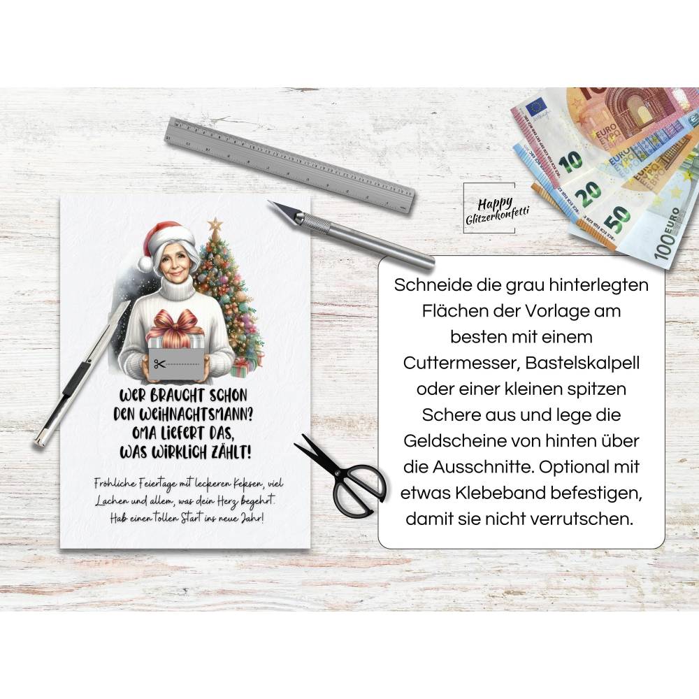 Witziges Teenager Geldgeschenk für Enkelkind zu Weihnachten, Weihnachtskarte, Last Minute Geld verschenken verpacken Bild 4