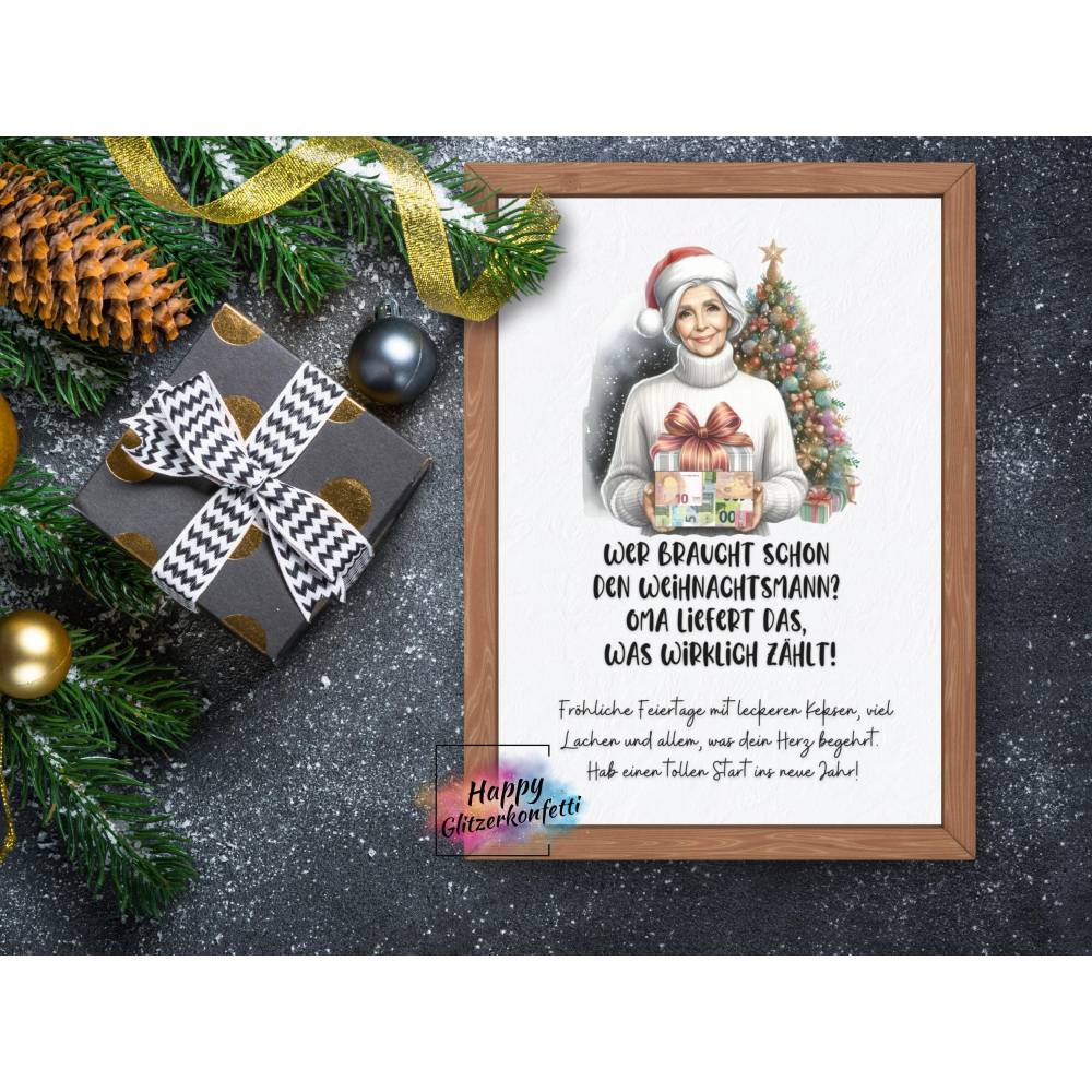 Witziges Teenager Geldgeschenk für Enkelkind zu Weihnachten, Weihnachtskarte, Last Minute Geld verschenken verpacken Bild 5