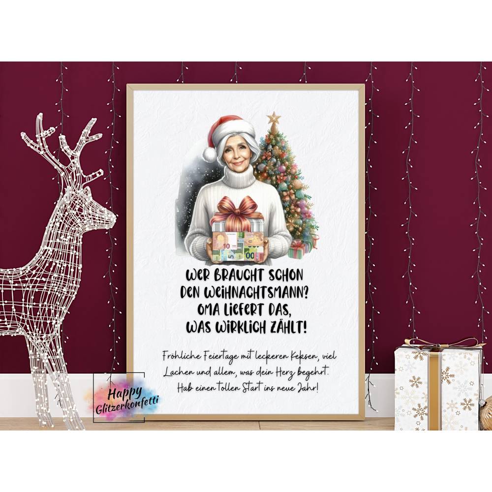 Witziges Teenager Geldgeschenk für Enkelkind zu Weihnachten, Weihnachtskarte, Last Minute Geld verschenken verpacken Bild 9