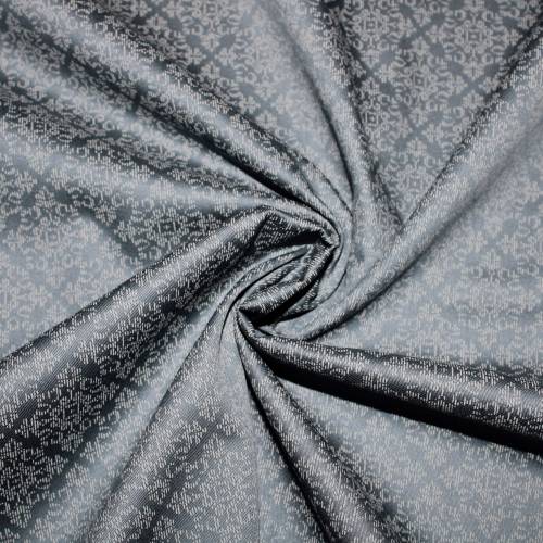 0,75m RESTSTÜCK Dirndl-Stoff Ornamente  auf grau Baumwollsatin