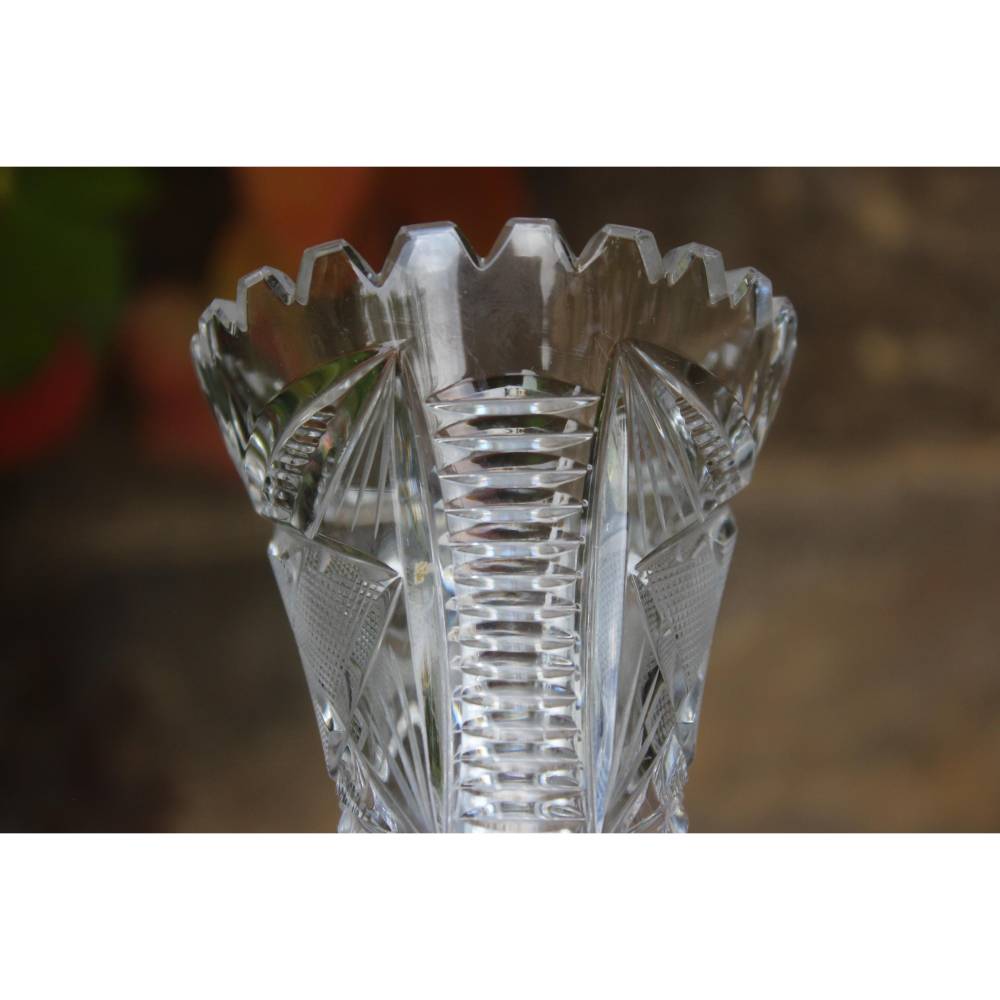 Bohemia Bleikristall Vase / kleine Tischvase / Trompetenvase Vintage 50er 60er Jahre Made in Czechoslovakia