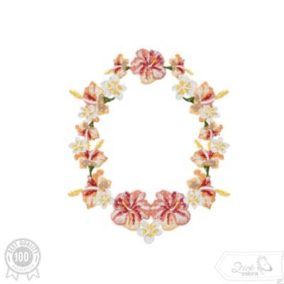Blumenrahmen Stickdatei – Tropisches Blumenmotiv als verspielter Rahmen