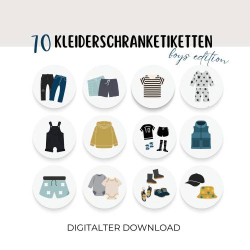 Kleiderschrank Etiketten für Jungen, Kleiderschrank Organizer für Kinder, Kleidung organisieren im Kinderzimmer