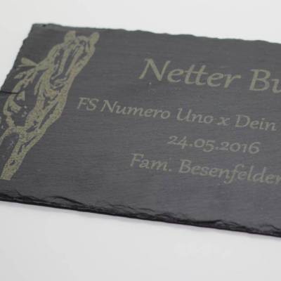 Pferdeboxenschild aus Schiefer