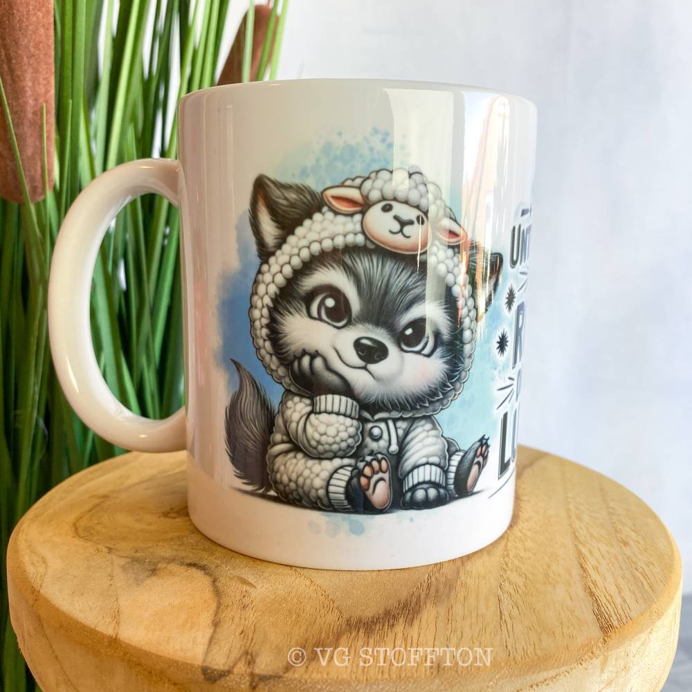 Lustige Tasse „Unterschätz mich ruhig“ | Waschbär Tasse mit Spruch | Kaffeetasse humorvoll
