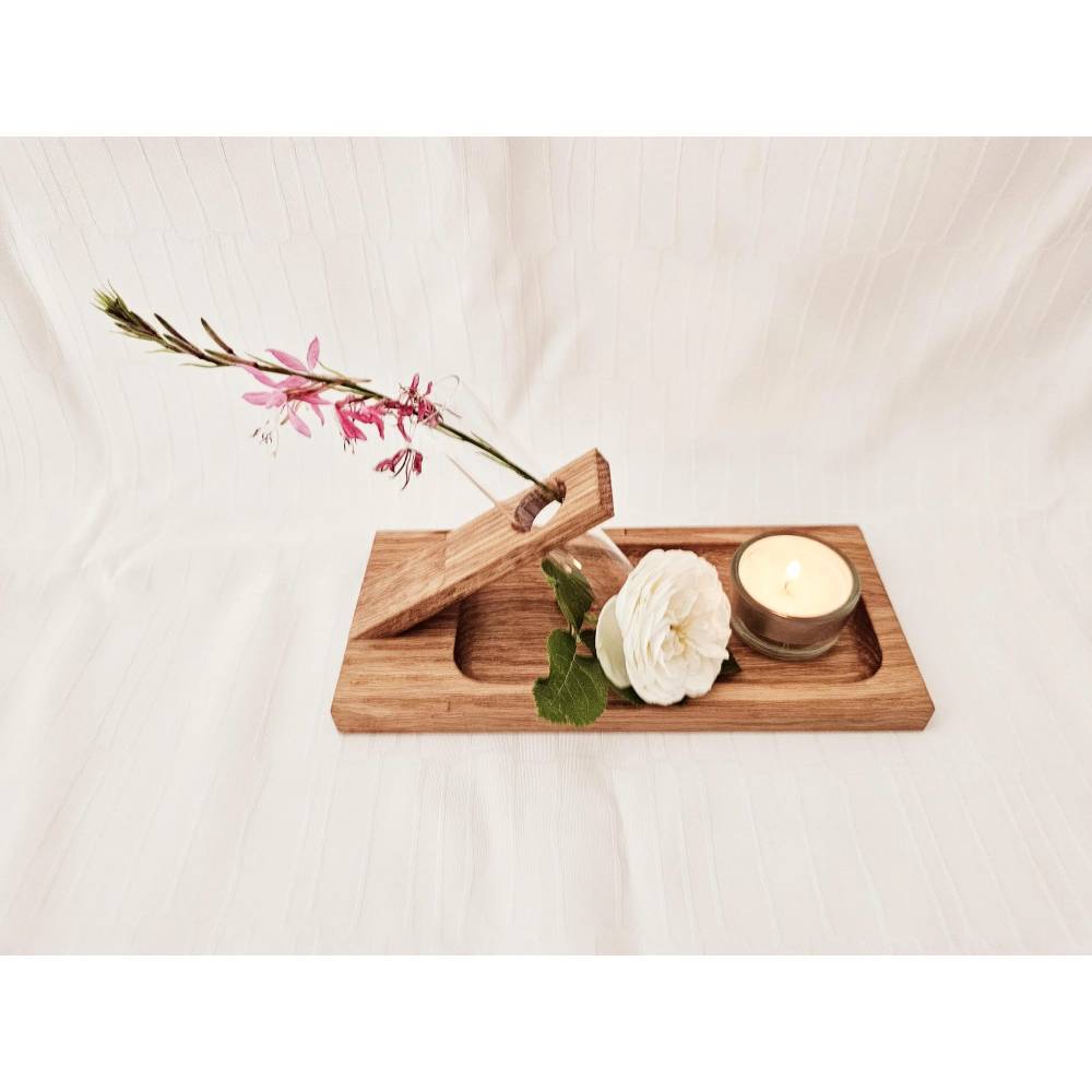 Dekoständer aus Holz mit Reagenzglas, Dekoration, Blumenvase, kleine Vase, Teelichtständer