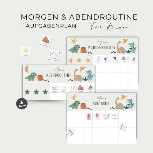 Tagesplan für Kinder, Morgen und Abendroutine, Routineplan Set für Kleinkinder, PDF zum Ausdrucken, Tagesplaner