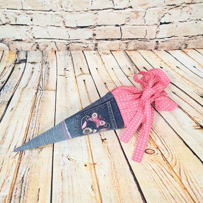 Schultüte "Schmetterling", 35 cm, Zuckertüte, Jeans Upcycling, Geschwistertüte