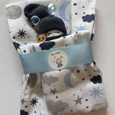 Windelbaby It's a boy – Handgemachtes Geschenk zur Geburt für Jungen, Zugabe zum Geldgeschenk