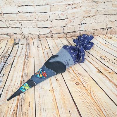 Schultüte "Wal", 50 cm, Zuckertüte, Jeans Upcycling, Geschwistertüte
