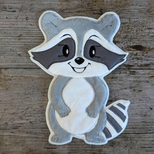 Waschbär Stickdatei 3D, Applikation SOFORTDOWNLOAD, Embroidery design