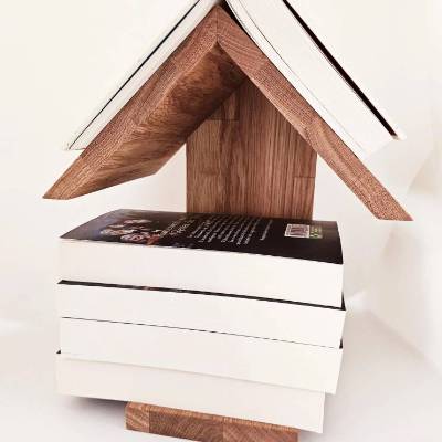 Buchhalter mit Ablage, Buchstütze, Nachttisch, Buchablage, Dekoration, Bücherhaus, Geschenk für Leseratte