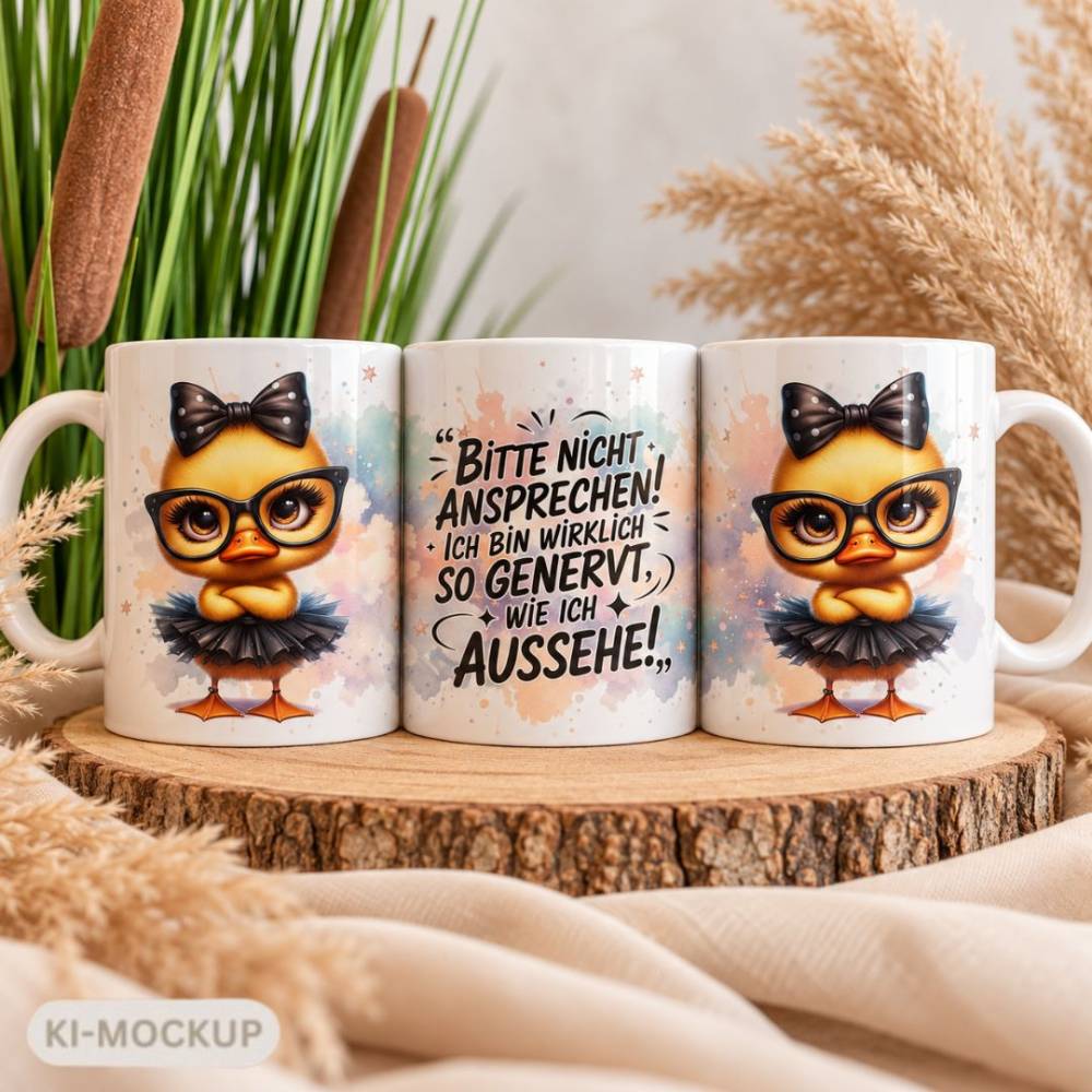 Lustige Tasse „Bitte nicht ansprechen“ | Enten Tasse mit Spruch | Kaffeetasse genervt
