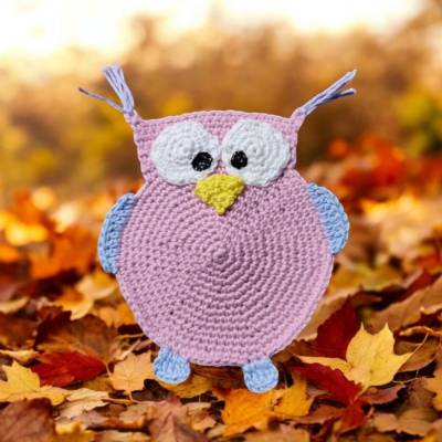 Lustiger Untersetzer Eule ,gehäkelte Handarbeit 