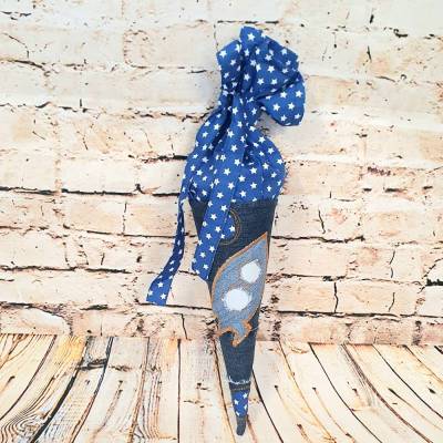 Schultüte "Rakete", 35 cm, Zuckertüte, Jeans Upcycling, Geschwistertüte