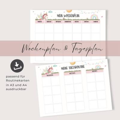 Wochenplan und Tagesplan für Kinder, Montessori inspiriert, druckbar in A4 und A3, PDF zum Ausdrucken, Sofort Download