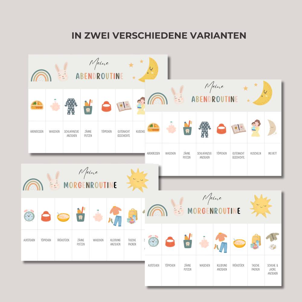 Morgen- Abendroutine für Kinder, Routineplan für Kleinkinder, Routine Set zum Ausdrucken, Tagesplaner, PDF-Download Bild 2