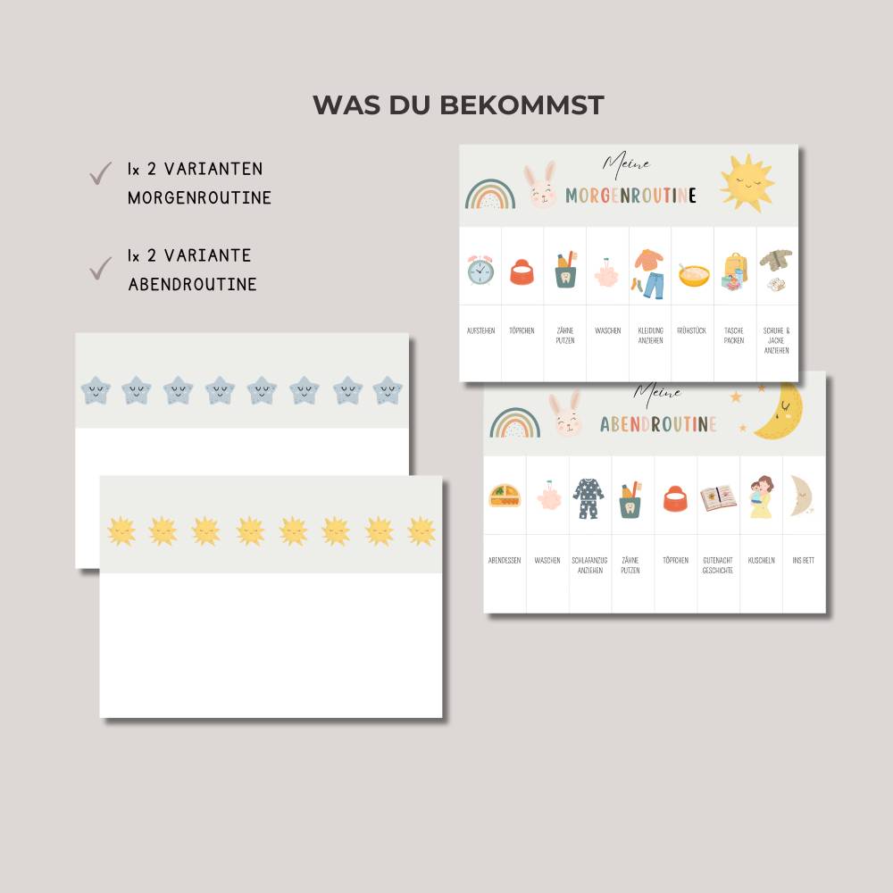 Morgen- Abendroutine für Kinder, Routineplan für Kleinkinder, Routine Set zum Ausdrucken, Tagesplaner, PDF-Download Bild 4