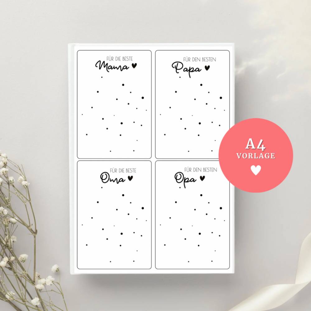 Karten für Geschenktüten PDF Datei A4 "Für die Besten" | Download zum Ausdrucken Bild 1