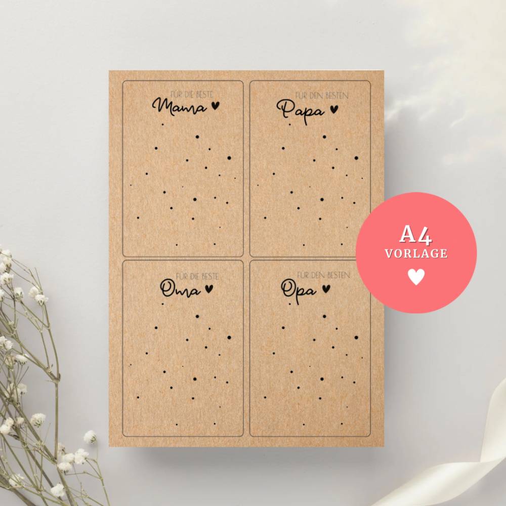 Karten für Geschenktüten PDF Datei A4 "Für die Besten" | Download zum Ausdrucken Bild 2