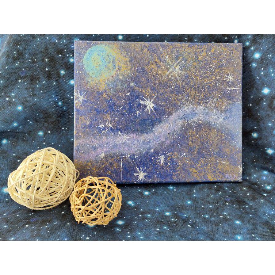 SALE -30% Code: NEUEABENTEUER | Sternenstaub – Acrylgemälde auf Leinwand | handgemaltes Weltraumbild mit Glanzeffekten Bild 1