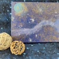 SALE -30% Code: NEUEABENTEUER | Sternenstaub – Acrylgemälde auf Leinwand | handgemaltes Weltraumbild mit Glanzeffekten