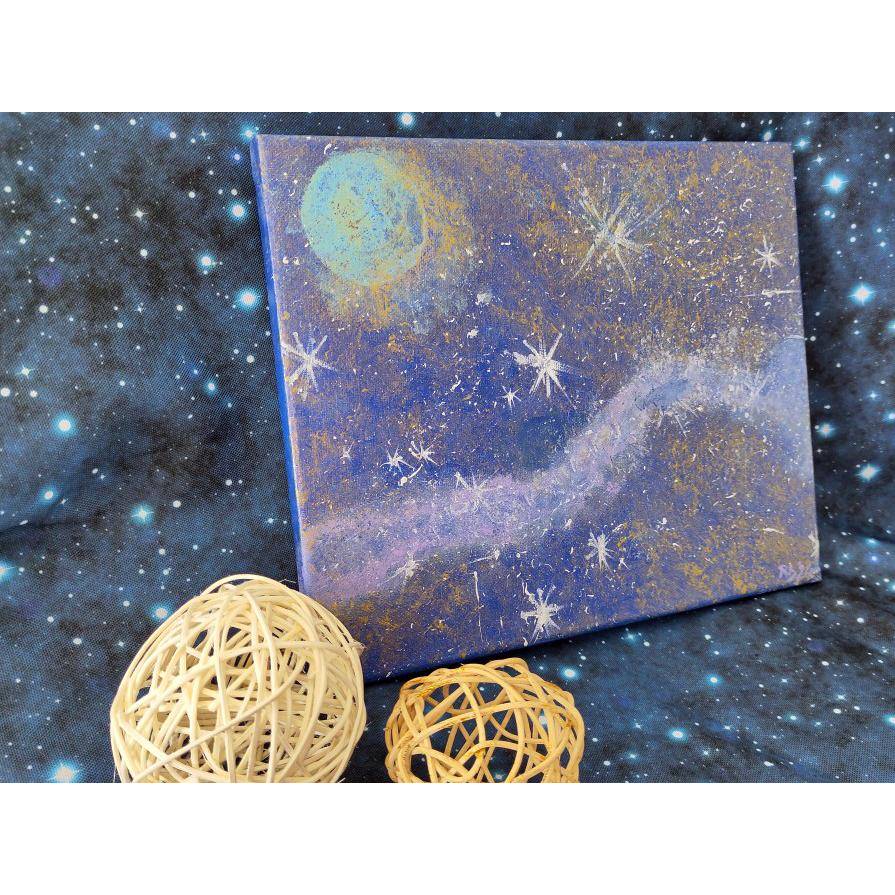 SALE -30% Code: NEUEABENTEUER | Sternenstaub – Acrylgemälde auf Leinwand | handgemaltes Weltraumbild mit Glanzeffekten Bild 3
