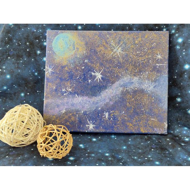 SALE -30% Code: NEUEABENTEUER | Sternenstaub – Acrylgemälde auf Leinwand | handgemaltes Weltraumbild mit Glanzeffekten Bild 4