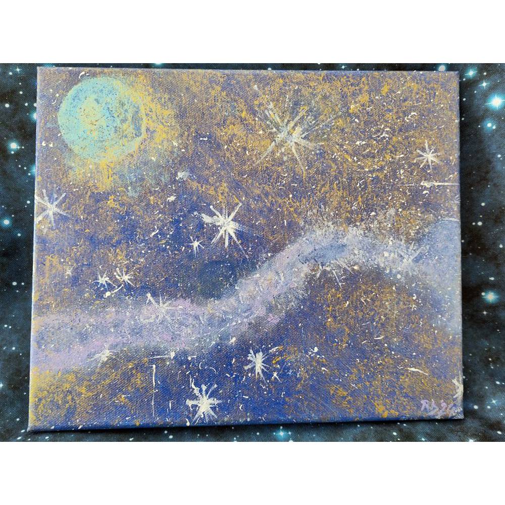 SALE -30% Code: NEUEABENTEUER | Sternenstaub – Acrylgemälde auf Leinwand | handgemaltes Weltraumbild mit Glanzeffekten Bild 6