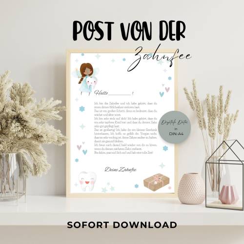 Brief von der Zahnfee Vorlage, Zahnfee Brief zum Ausdrucken, Post von der Zahnfee Geschenkidee