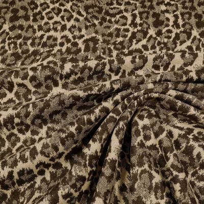 Stoff Jacquard mit Wollanteil Leoparden Animal Design braun beige Doubleface Jackenstoff Kleiderstoff Mantelstoff
