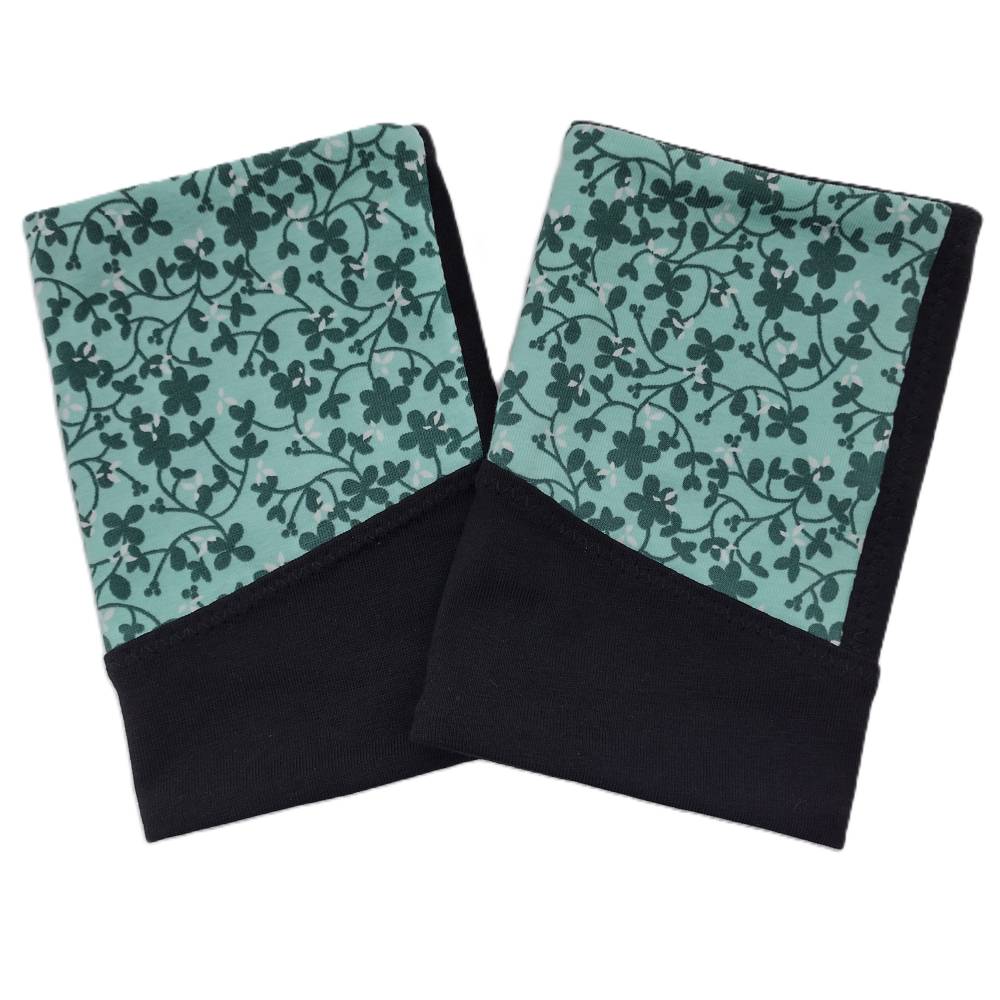 Pulswärmer Blumen grün, 95% Baumwolle, 5% Elasthan Bild 2