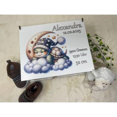 Erinnerungsbox für Baby, Erinnerungskiste, personalisierte Erinnerungskiste, Baby Geschenk Schildkröte Mond