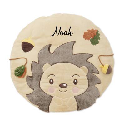 Krabbeldecke personalisiert Spieldecke Igel / Waldtiere Geburtsgeschenk / Babyparty Babygeschenk  / Taufe