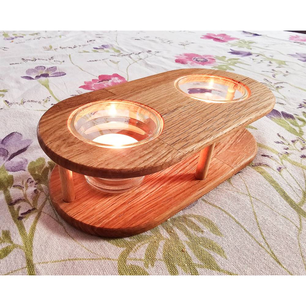 Teelichtständer aus Holz, Teelichtständer, Kerzenhalter, Kerzenständer, Teelichtglas