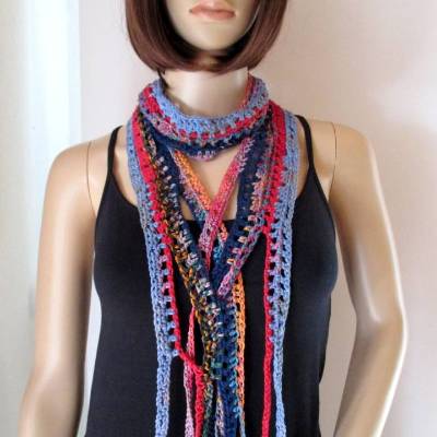 Ausgefallener Schal, Schmuckschal, Freeform crochet, Sommerschal, Häkelschal, Freestyle