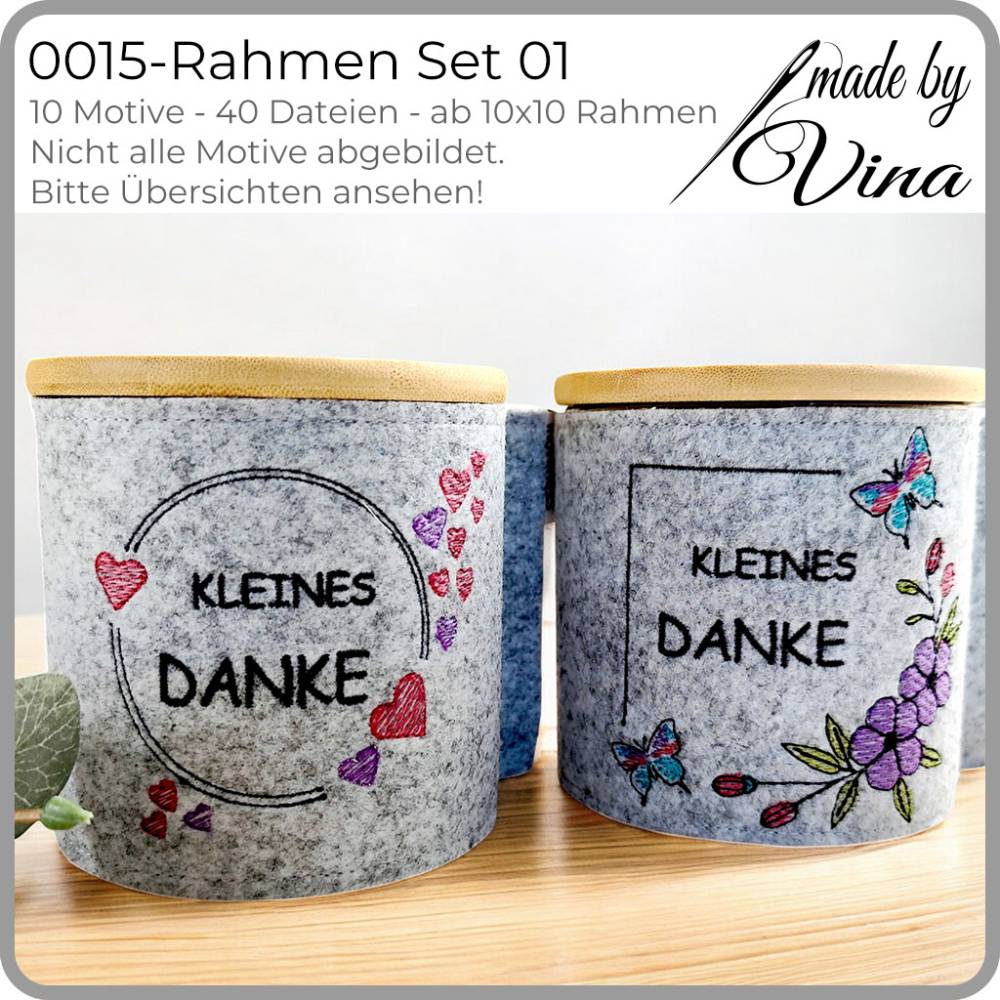 Stickdateien Set Rahmen 01 – Schlichte, kreative Rahmen für 10x10 Stickrahmen Bild 2