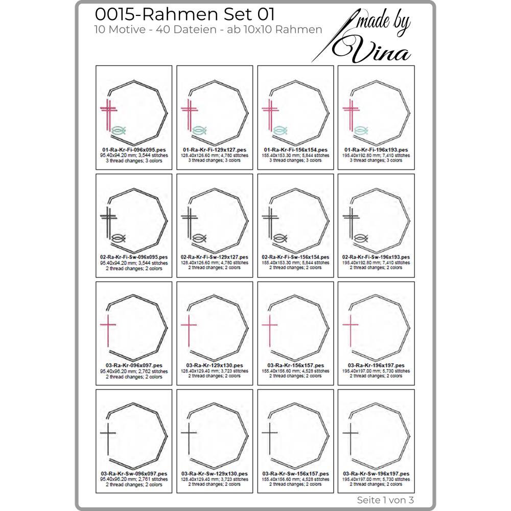 Stickdateien Set Rahmen 01 – Schlichte, kreative Rahmen für 10x10 Stickrahmen Bild 3