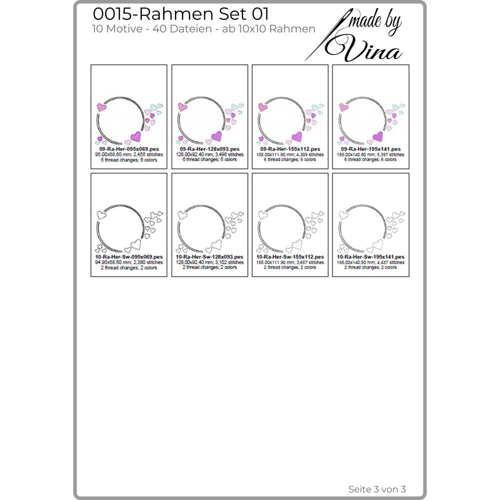 Stickdateien Set Rahmen 01 – Schlichte, kreative Rahmen für 10x10 Stickrahmen Bild 5
