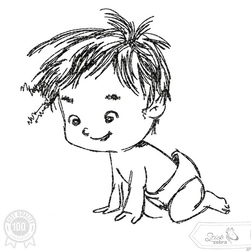 Baby Stickdatei – Krabbelndes Baby für verspielte Stickprojekte Bild 1