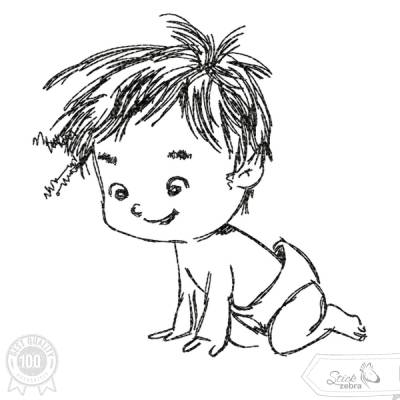 Baby Stickdatei – Krabbelndes Baby für verspielte Stickprojekte