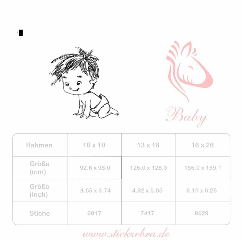 Baby Stickdatei – Krabbelndes Baby für verspielte Stickprojekte Bild 4