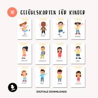 Gefühlskarten Kinder, Gefühle Kinder, Montessori Lernkarten, Emotionskarten, Emotionen verstehen und entwickeln download